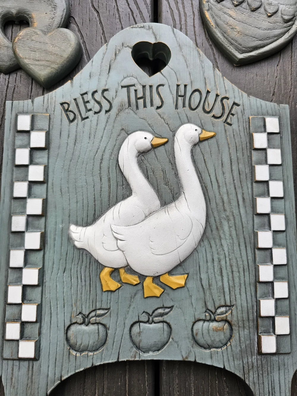 Vintage 1988 Burwood Products Bless This House Country Geese Wall Pocket Planter